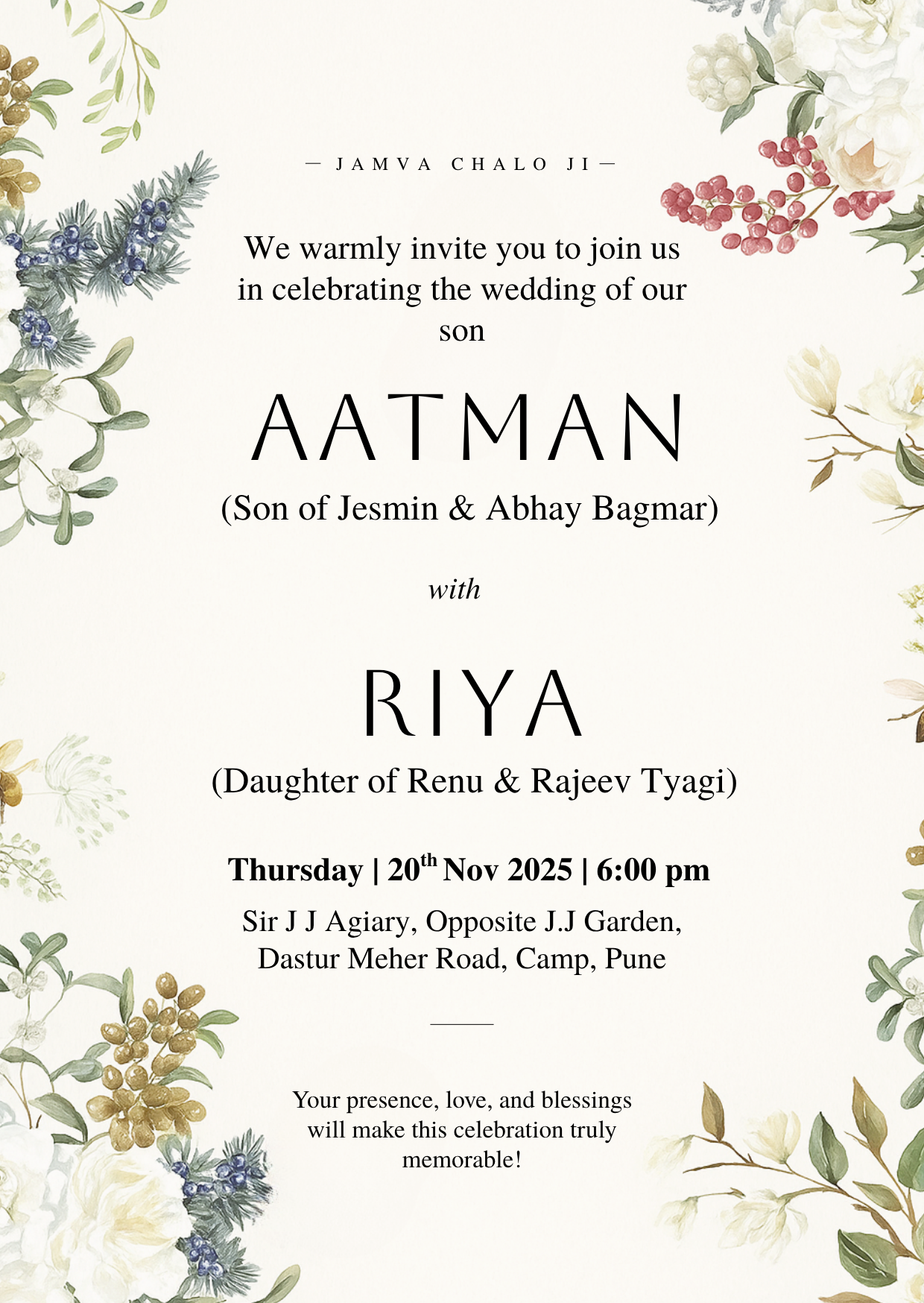 Parsi Wedding Invite