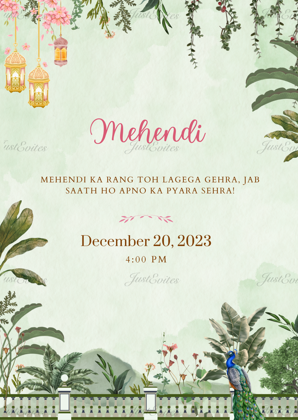 Botanical Mehendi Invite