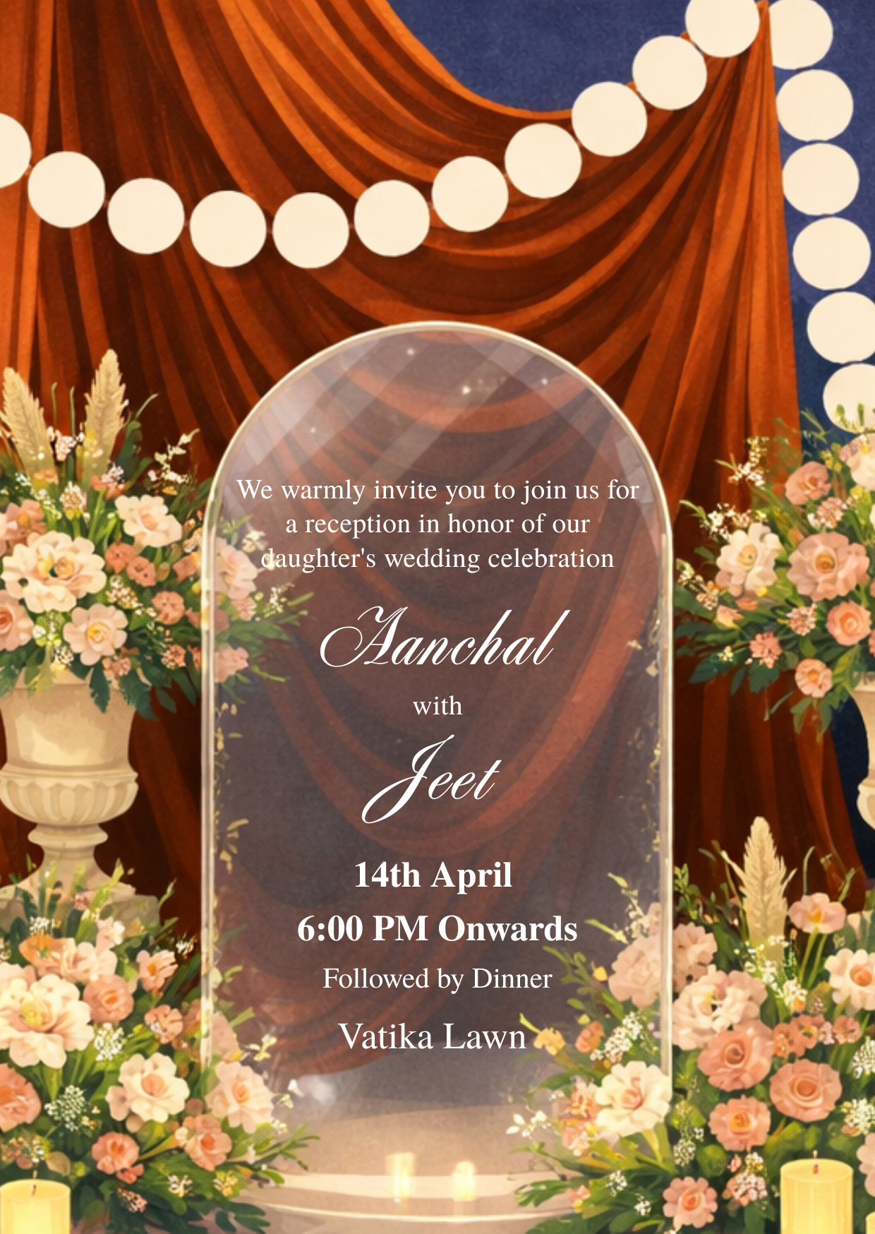 A vibrant digital Haldi invitation featuring modern multi-colored floral illustrations and marigold motifs.