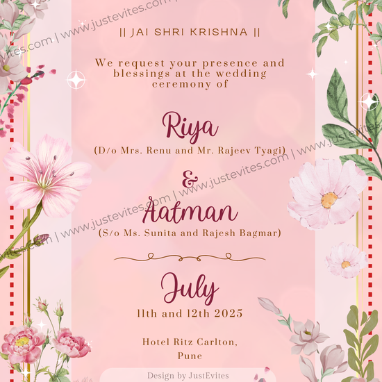 Floral Wedding Video Invite