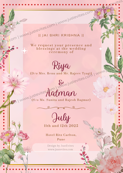 Floral Wedding Video Invite
